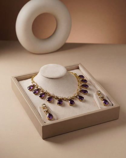 Isha Victorian Style Purple Necklace set