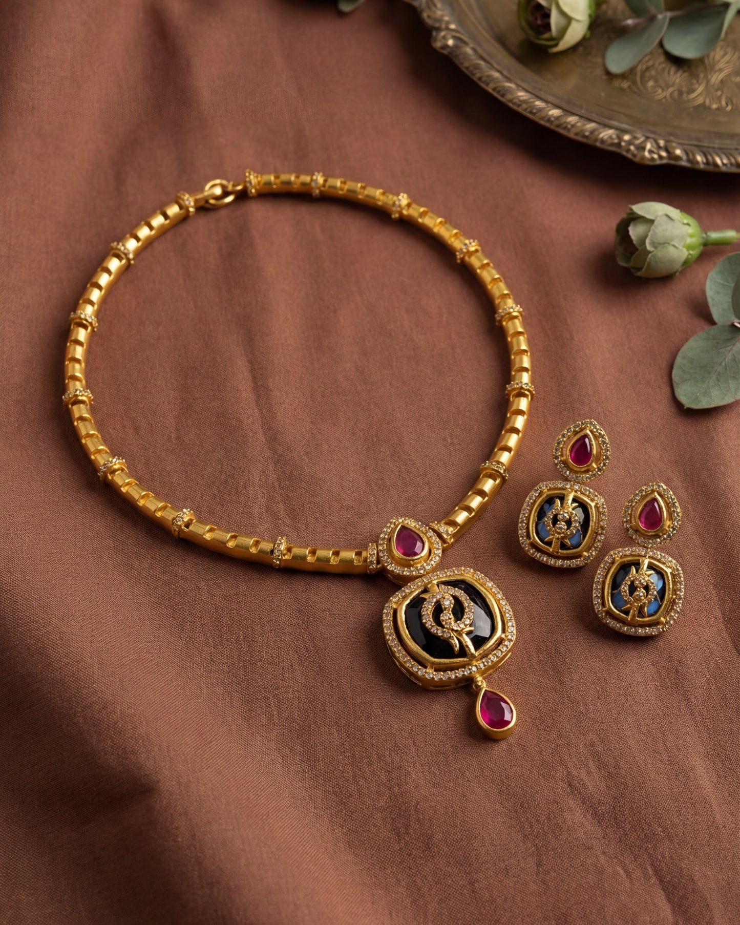 Royal Indo-Victorian Fusion Premium CZ Necklace Set