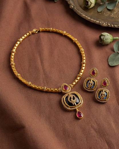 Royal Indo-Victorian Fusion Premium CZ Necklace Set