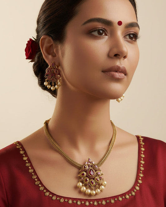 Ruhika Ruby Temple Necklace
