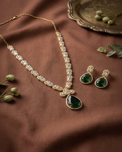 Arushi Emerald Green Rain Drop Necklace
