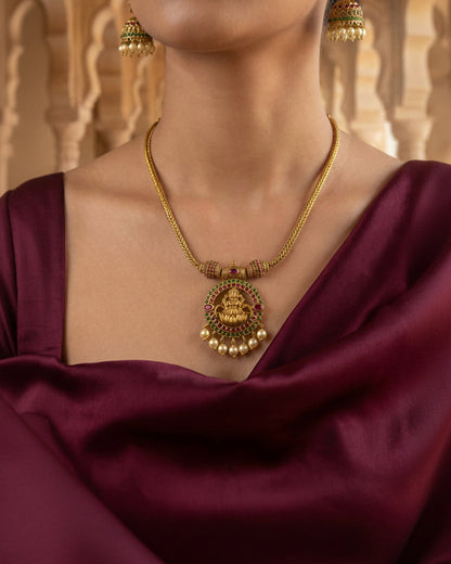 Antique Temple Necklace & Jhumka Earrings