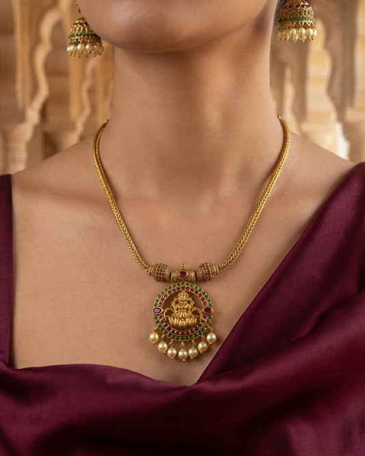 Antique Temple Necklace & Jhumka Earrings