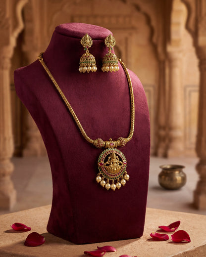 Antique Temple Necklace & Jhumka Earrings