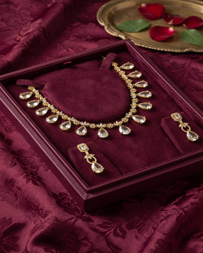 Isha Victorian CZ White Stone Necklace