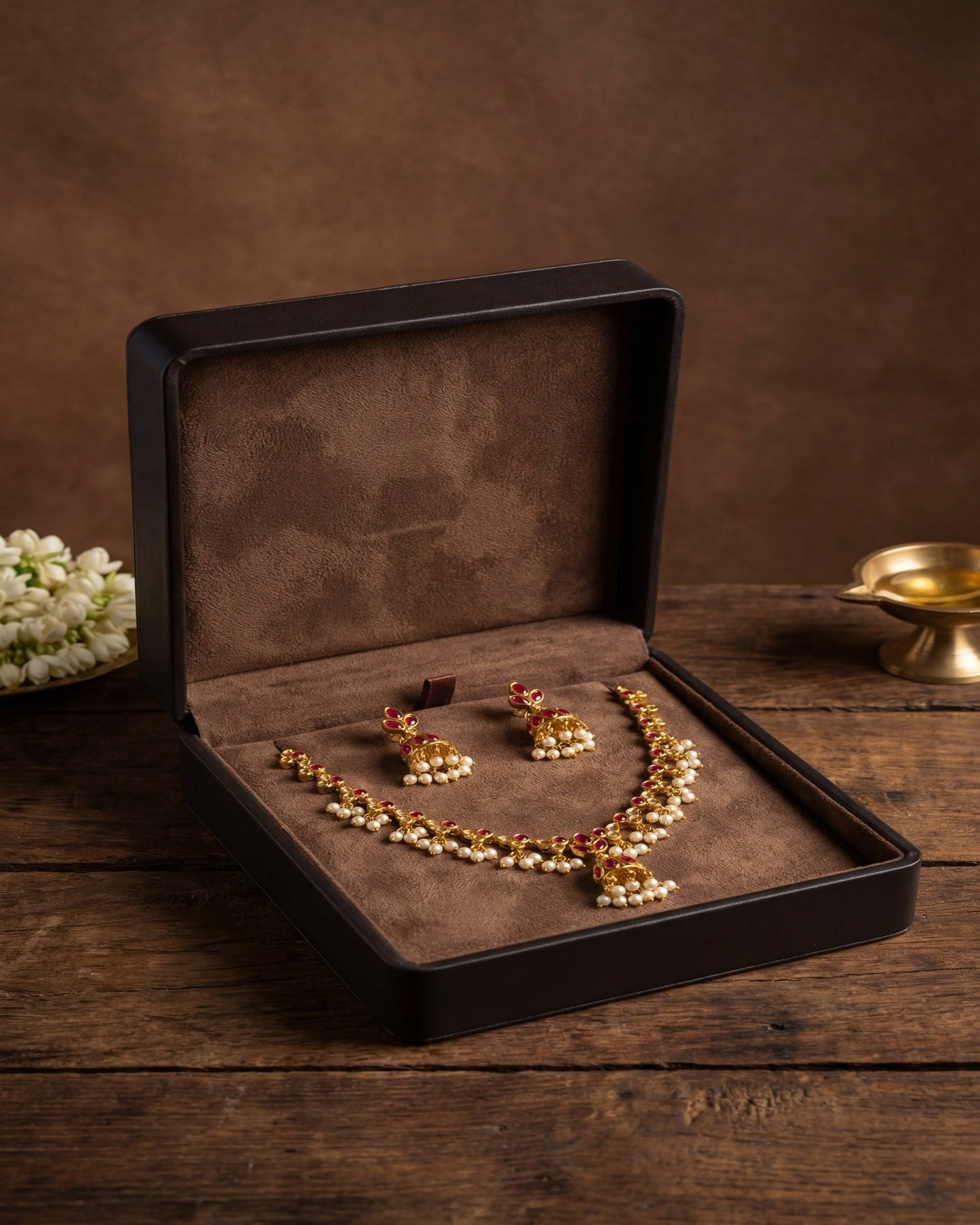 Kemp Stone Jhimikki Necklace & Earrings Set