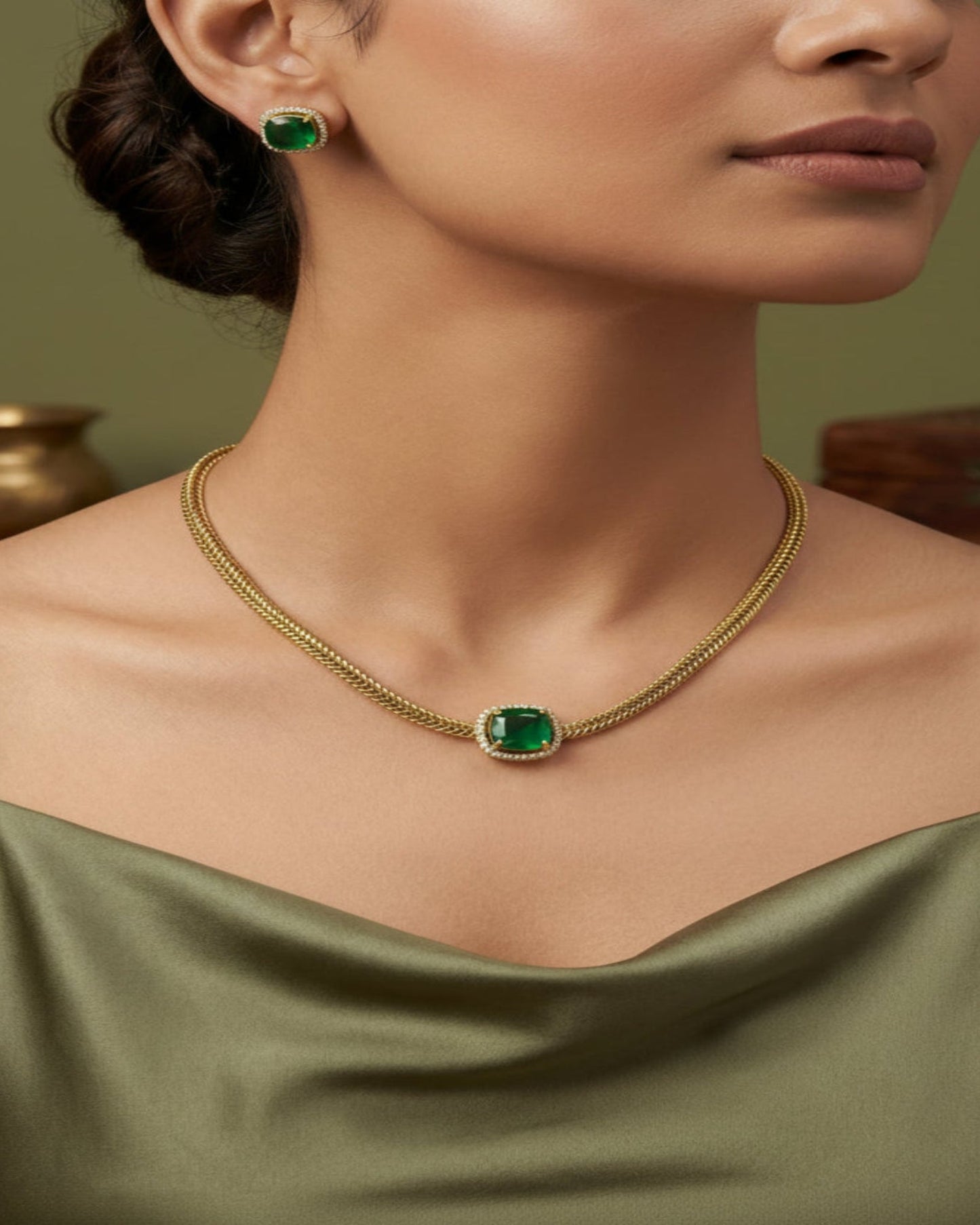 Classic Gem Stone Choker Necklace