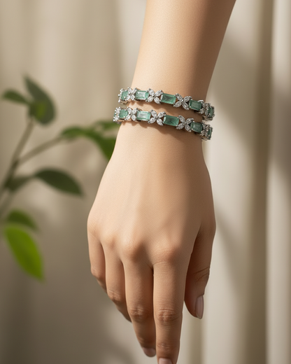 Mint AD Stone Bangle – Hand Pointing Down