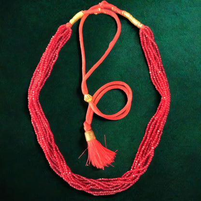 RED BEADS 8 LAYER NECKLACE
