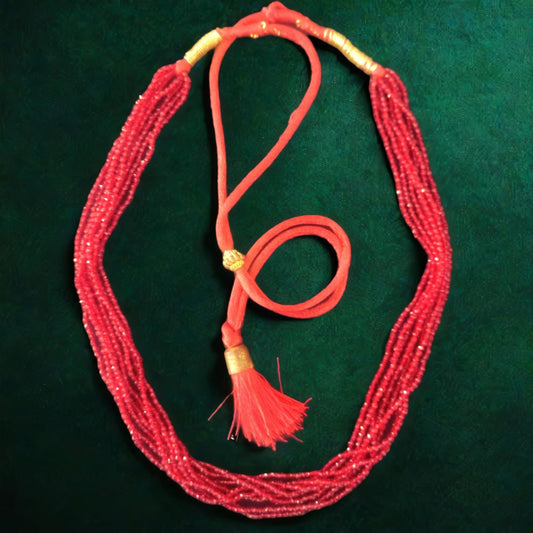 RED BEADS 8 LAYER NECKLACE