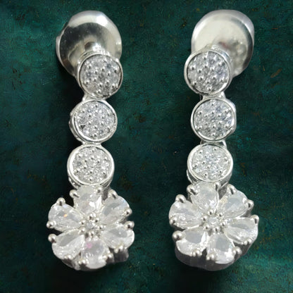 JUHI AD RHODIUM PLATED NECKLACE WITH EARRINGS